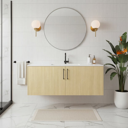 Bekka 48" Wall Mount Single Sink Cultured Marble Top Modern Bathroom Vanity - Lago