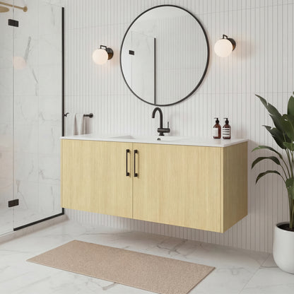 Bekka 48" Wall Mount Single Sink Cultured Marble Top Modern Bathroom Vanity - Lago