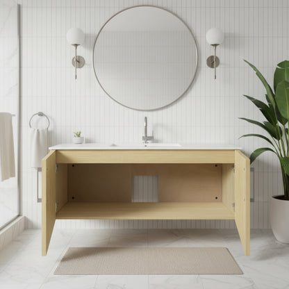 Bekka 48" Wall Mount Single Sink Cultured Marble Top Modern Bathroom Vanity - Lago