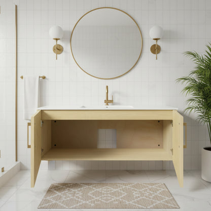 Bekka 48" Wall Mount Single Sink Cultured Marble Top Modern Bathroom Vanity - Lago