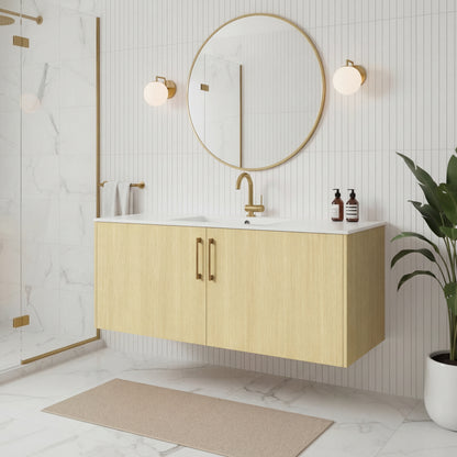 Bekka 48" Wall Mount Single Sink Cultured Marble Top Modern Bathroom Vanity - Lago