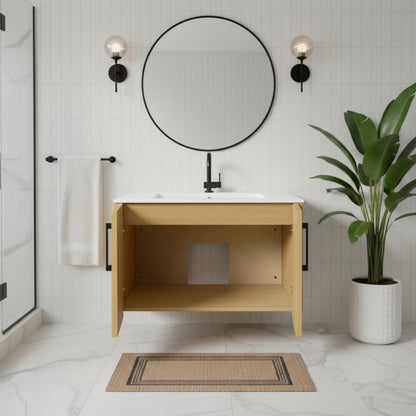 Bekka 30" Wall Mount Single Sink Cultured Marble Top Modern Bathroom Vanity - Natura