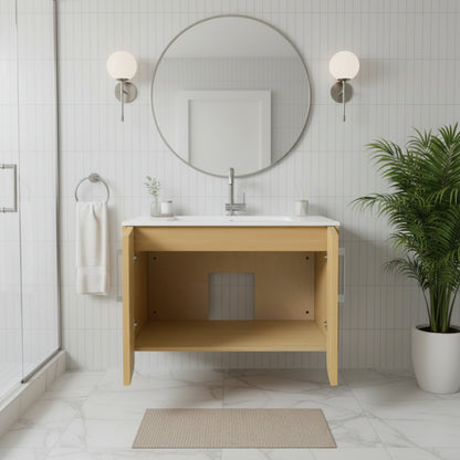 Bekka 30" Wall Mount Single Sink Cultured Marble Top Modern Bathroom Vanity - Natura