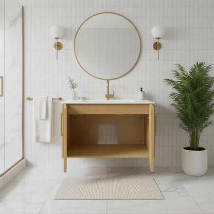 Bekka 30" Wall Mount Single Sink Cultured Marble Top Modern Bathroom Vanity - Natura
