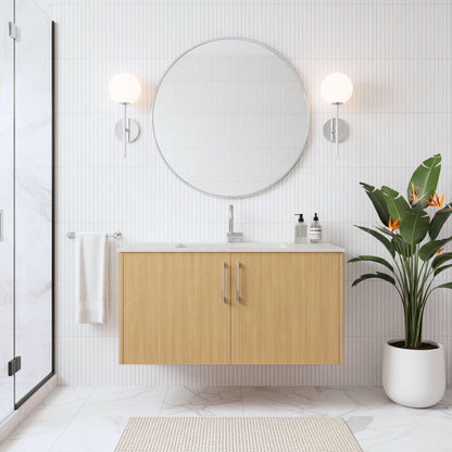 Bekka 36" Wall Mount Single Sink Cultured Marble Top Modern Bathroom Vanity - Natura