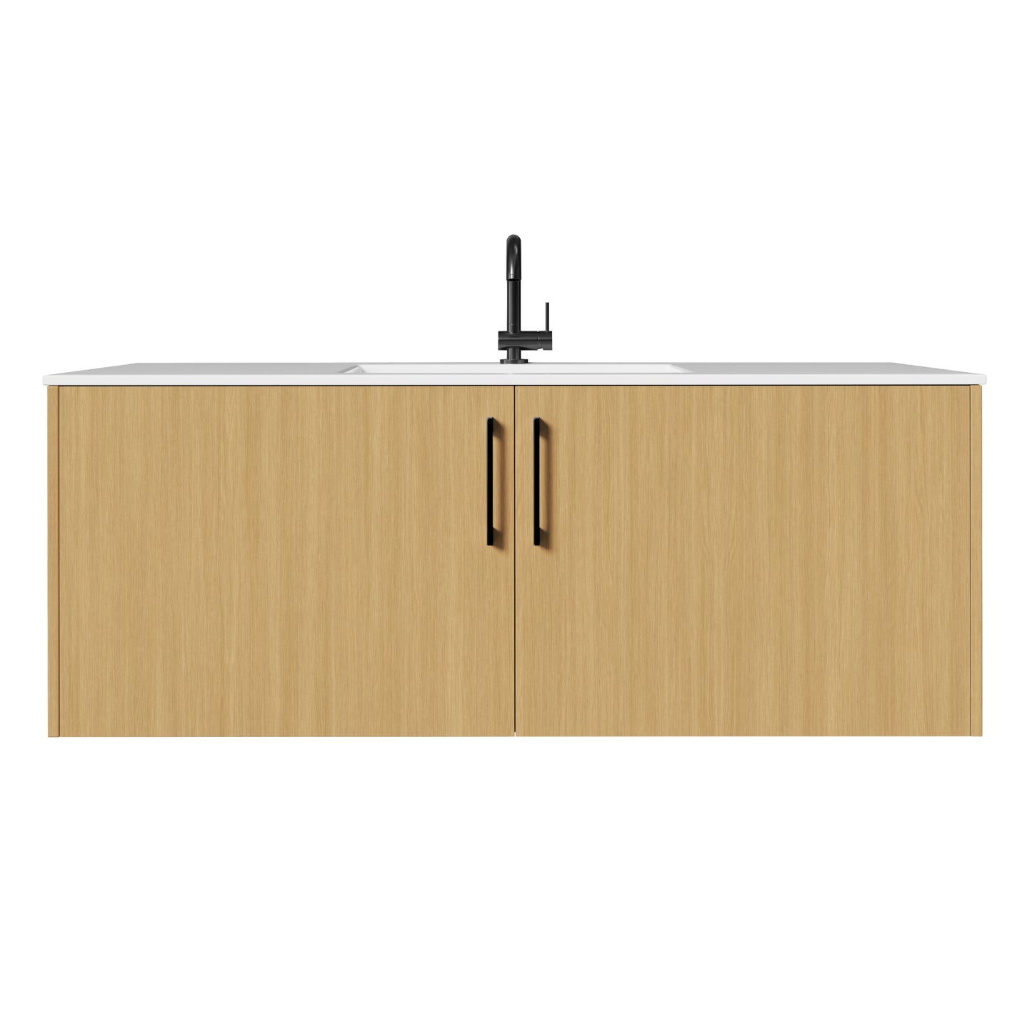 Bekka 48" Wall Mount Single Sink Cultured Marble Top Modern Bathroom Vanity - Natura