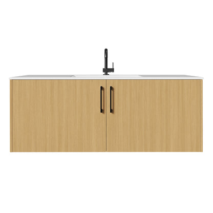 Bekka 48" Wall Mount Single Sink Cultured Marble Top Modern Bathroom Vanity - Natura