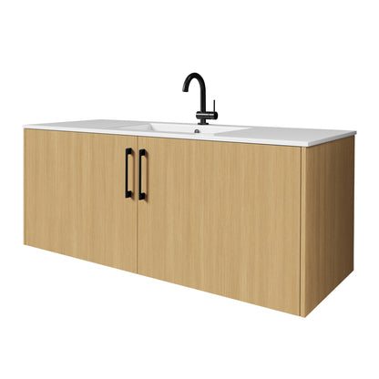 Bekka 48" Wall Mount Single Sink Cultured Marble Top Modern Bathroom Vanity - Natura