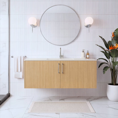 Bekka 48" Wall Mount Single Sink Cultured Marble Top Modern Bathroom Vanity - Natura
