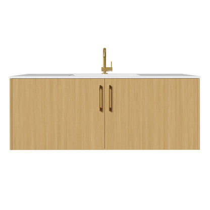 Bekka 48" Wall Mount Single Sink Cultured Marble Top Modern Bathroom Vanity - Natura