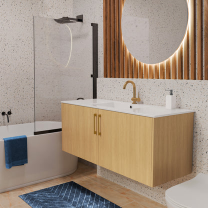 Bekka 48" Wall Mount Single Sink Cultured Marble Top Modern Bathroom Vanity - Natura