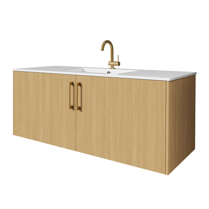 Bekka 48" Wall Mount Single Sink Cultured Marble Top Modern Bathroom Vanity - Natura