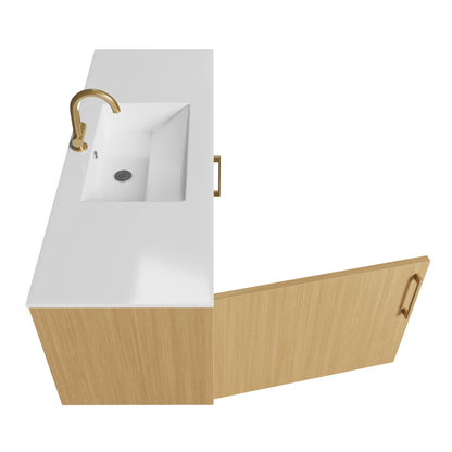 Bekka 48" Wall Mount Single Sink Cultured Marble Top Modern Bathroom Vanity - Natura