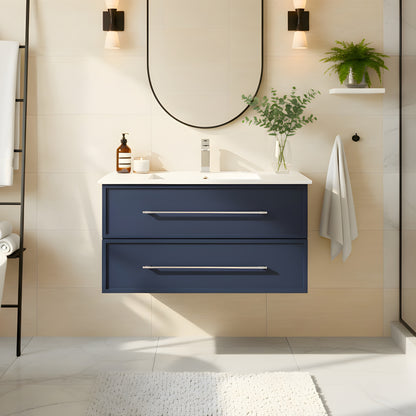 Milano 36" Single Sink Wall Mount Cultured Marble Top Shaker Vanity - Blue