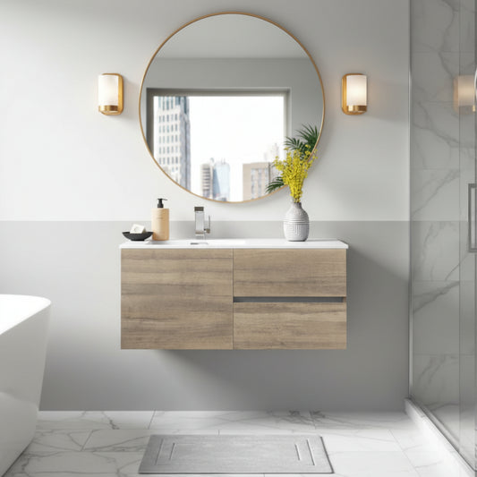 Beachwood 42" Single Sink Wall Mounted Cultured Marble Top Bathroom Vanity - Dorato