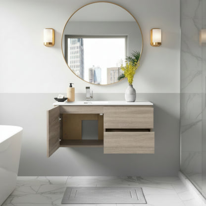 Beachwood 42" Single Sink Wall Mounted Cultured Marble Top Bathroom Vanity - Dorato