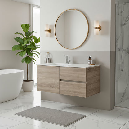 Beachwood 42" Single Sink Wall Mounted Cultured Marble Top Bathroom Vanity - Dorato