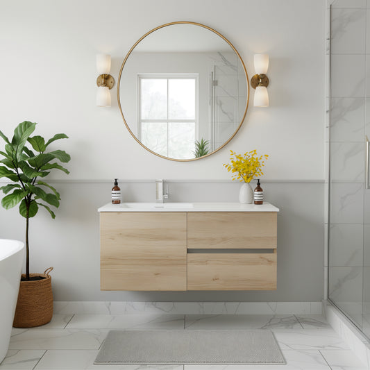 Beachwood 42" Single Sink Wall Mounted Cultured Marble Top Bathroom Vanity - Organic