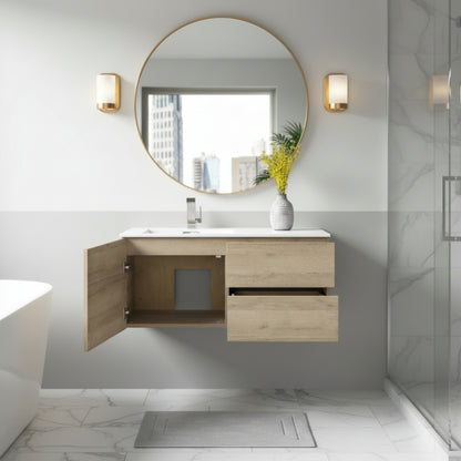 Beachwood 42" Single Sink Wall Mounted Cultured Marble Top Bathroom Vanity - Organic