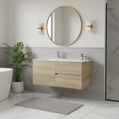 Beachwood 42" Single Sink Wall Mounted Cultured Marble Top Bathroom Vanity - Organic