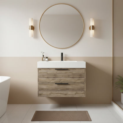 Savoy 30" Single Sink Wall Mounted Cultured Marble Top Bathroom Vanity - Chiffon