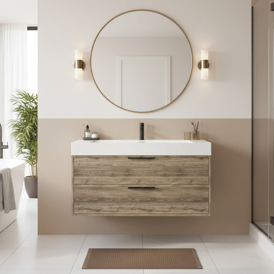 Savoy 42" Single Sink Wall Mounted Cultured Marble Top Bathroom Vanity - Chiffon