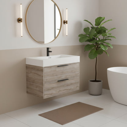 Savoy 30" Single Sink Wall Mounted Cultured Marble Top Bathroom Vanity - Silk