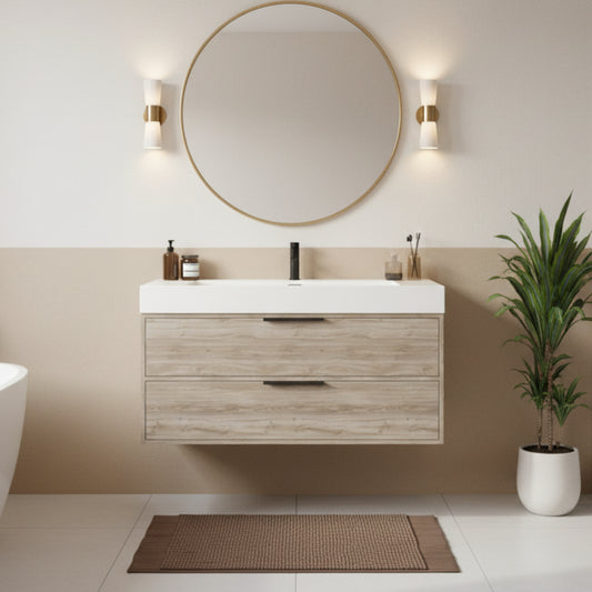 Savoy 42" Single Sink Wall Mounted Cultured Marble Top Bathroom Vanity - Silk