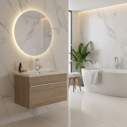 Trough 24" Wall Mount Modern Cultured Marble Top Bathroom Vanity - Organic