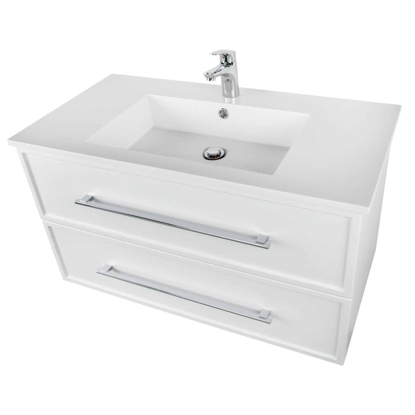 Milano 30" Single Sink Wall Mount Cultured Marble Top Shaker Vanity - White