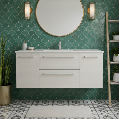 Silhouette 48" Single Sink Wall Mount Cultured Marble Top Bathroom Vanity - White Chocolate