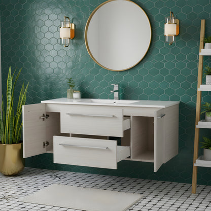 Silhouette 48" Single Sink Wall Mount Cultured Marble Top Bathroom Vanity - White Chocolate