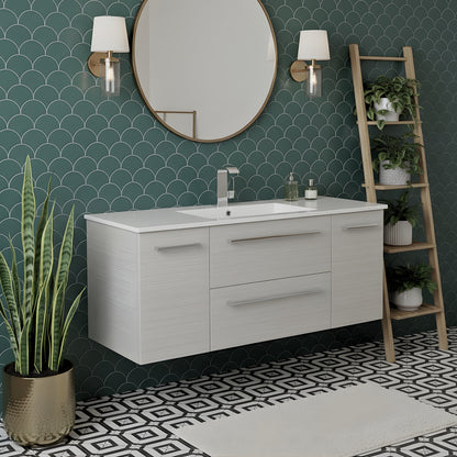 Silhouette 48" Single Sink Wall Mount Cultured Marble Top Bathroom Vanity - White Chocolate