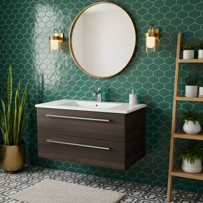 Silhouette 30" Single Sink Wall Mount Cultured Marble Top Bathroom Vanity - Zambukka