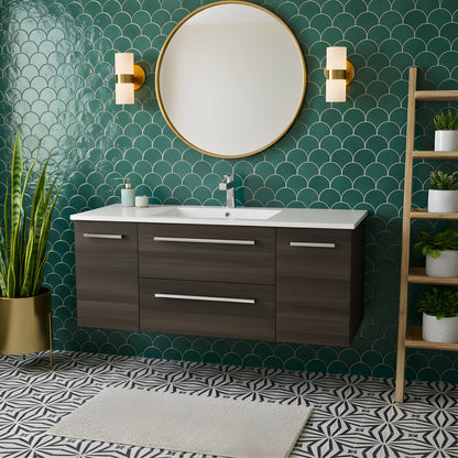 Silhouette 48" Single Sink Wall Mount Cultured Marble Top Bathroom Vanity - Zambukka