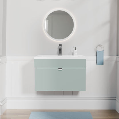Loft 30" Wall Mount Single Sink Cultured Marble Top Bathroom Vanity - White