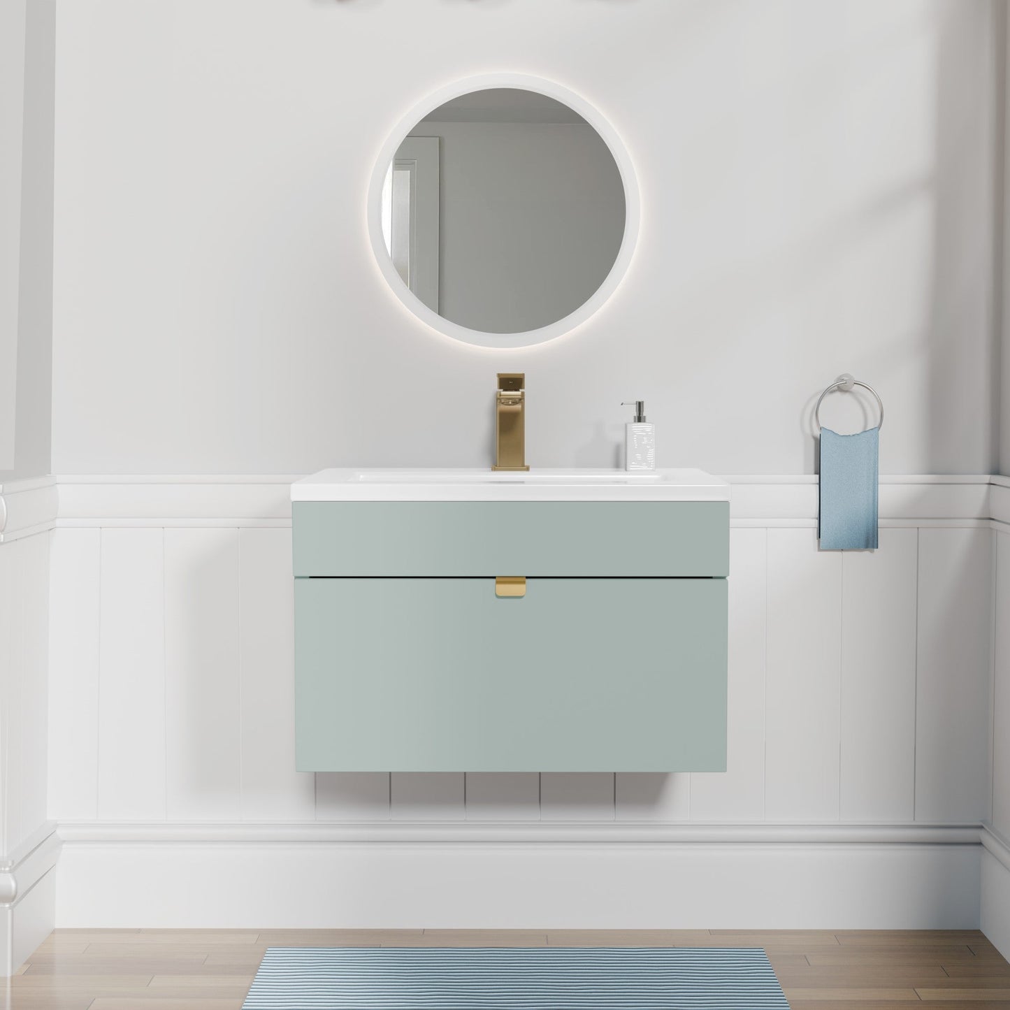 Loft 30" Wall Mount Single Sink Cultured Marble Top Bathroom Vanity - White