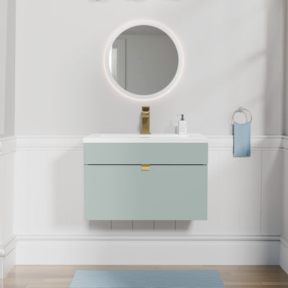 Loft 30" Wall Mount Single Sink Cultured Marble Top Bathroom Vanity - White