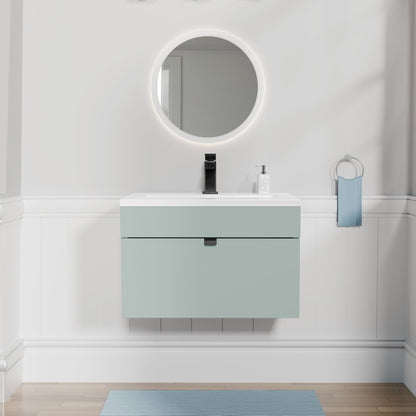 Loft 30" Wall Mount Single Sink Cultured Marble Top Bathroom Vanity - White