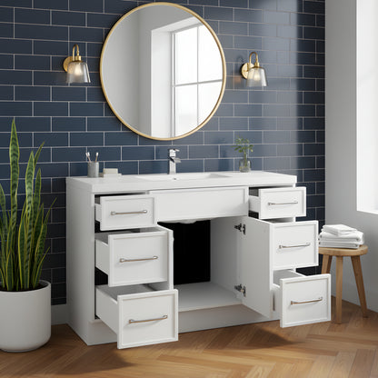 Manhattan 48" Single Sink Free Standing Cultured Marble Top Bathroom Vanity - White