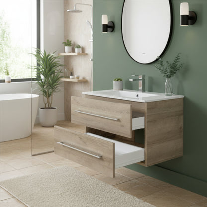 Kato 30" Single Sink Wall Mounted Cultured Marble Top Bathroom Vanity - Organic