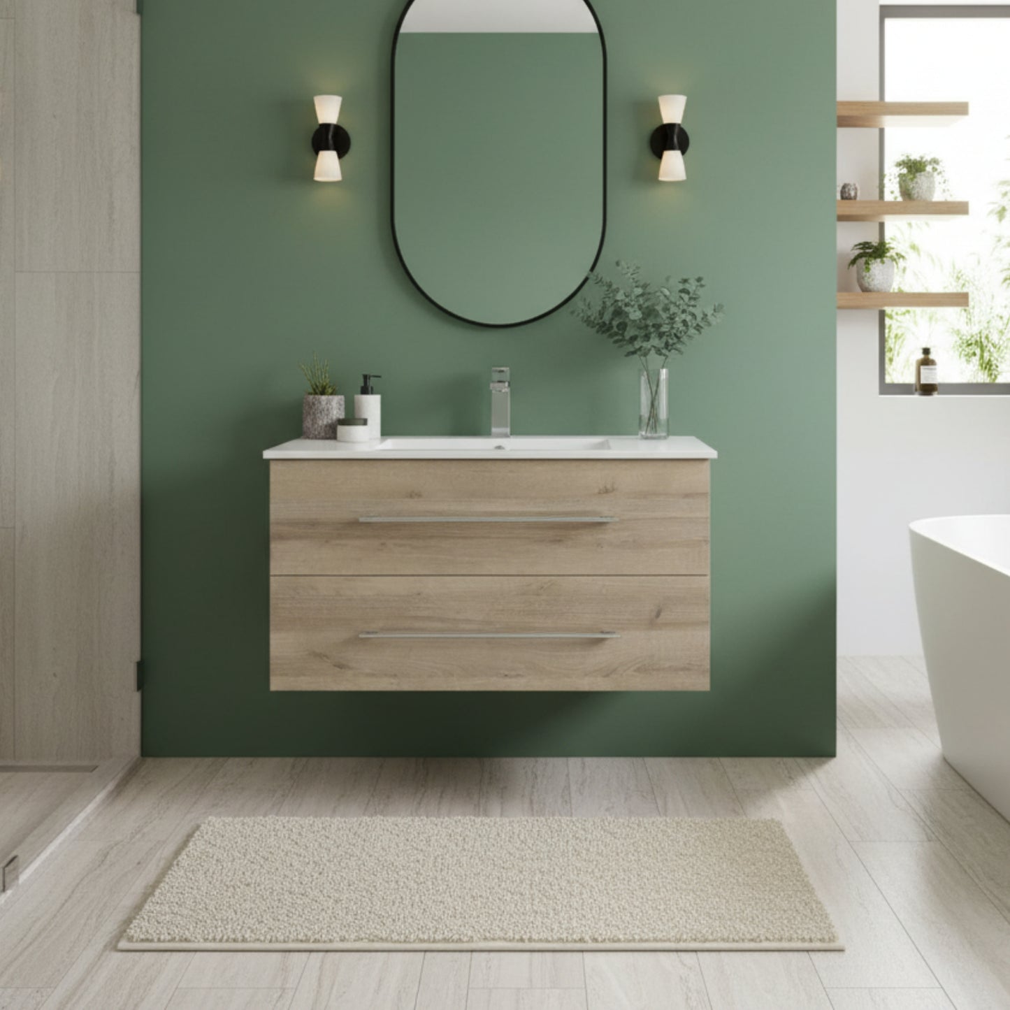 Kato 36" Single Sink Wall Mounted Cultured Marble Top Bathroom Vanity - Organic