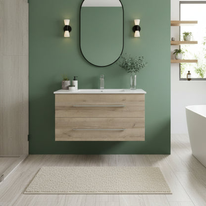 Kato 36" Single Sink Wall Mounted Cultured Marble Top Bathroom Vanity - Organic