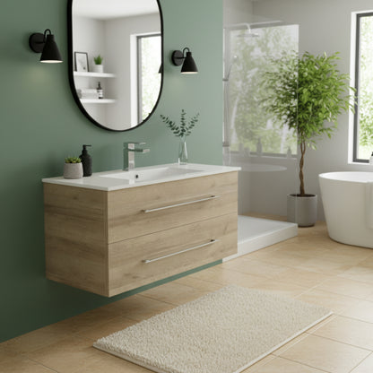 Kato 36" Single Sink Wall Mounted Cultured Marble Top Bathroom Vanity - Organic