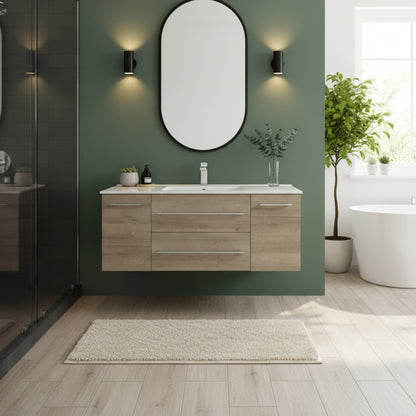 Kato 48" Single Sink Wall Mounted Cultured Marble Top Bathroom Vanity - Organic