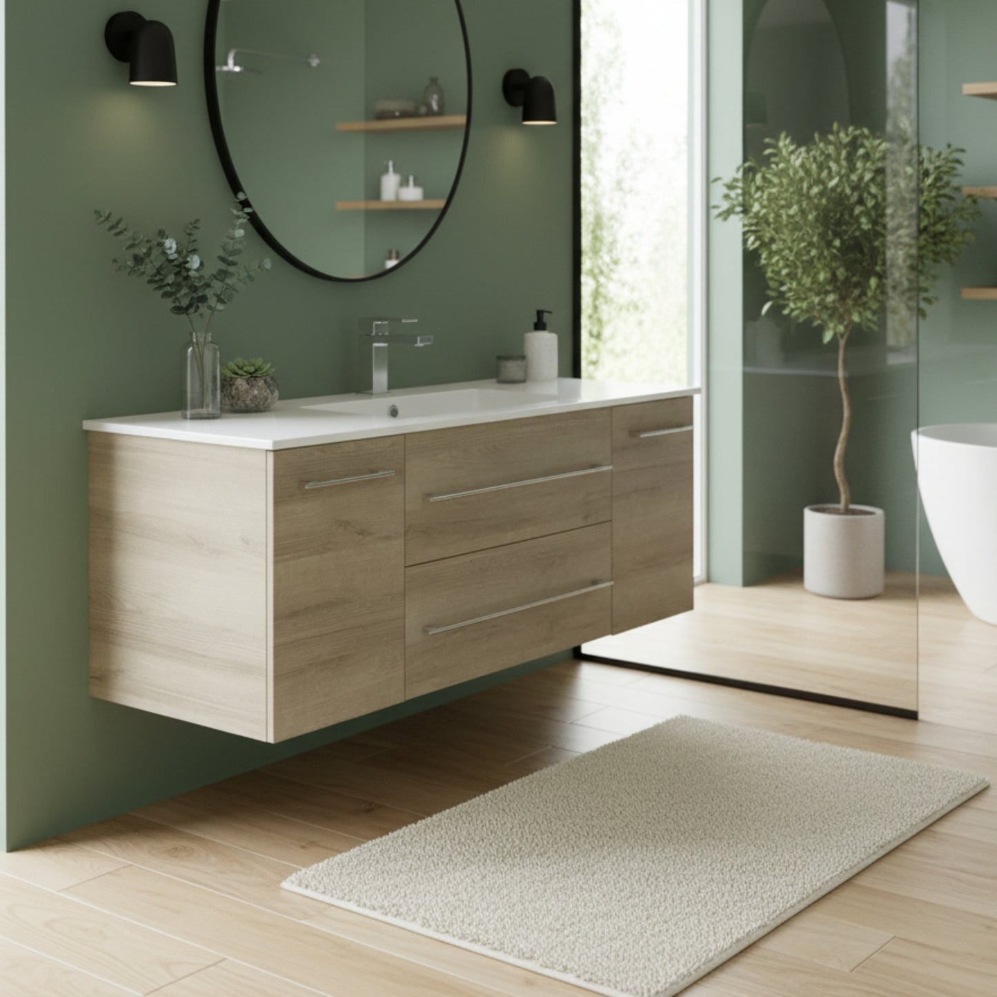 Kato 48" Single Sink Wall Mounted Cultured Marble Top Bathroom Vanity - Organic