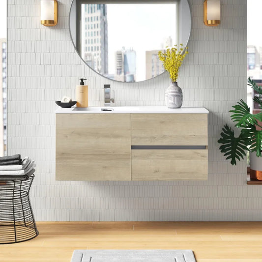 Beachwood 42" Single Sink Wall Mounted Cultured Marble Top Bathroom Vanity - Organic