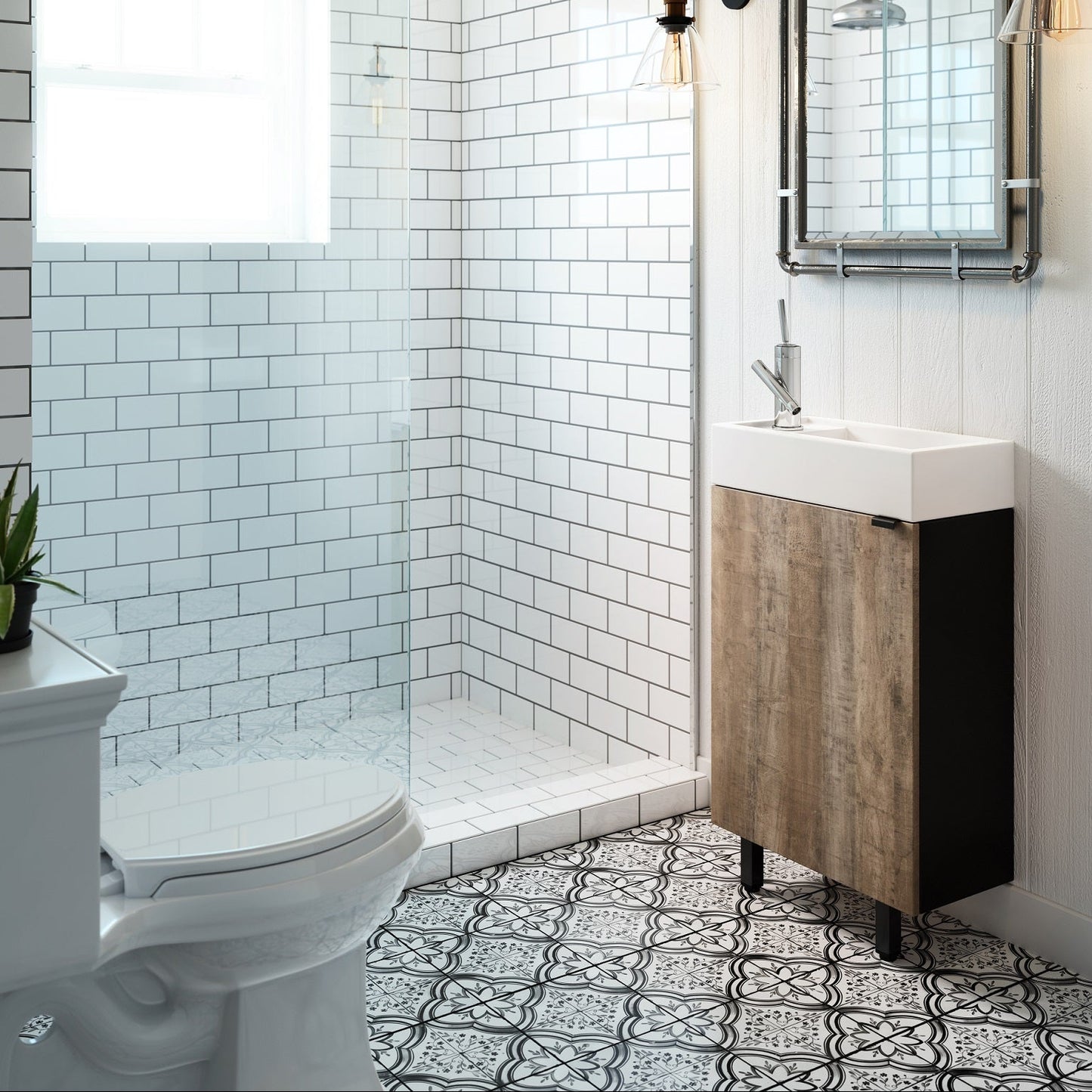 Studio 18" Single Sink Free Standing Cultured Marble Top Bathroom Vanity - Whisky