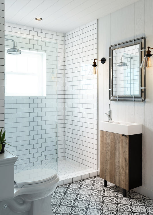 Studio 18" Single Sink Free Standing Cultured Marble Top Bathroom Vanity - Whisky