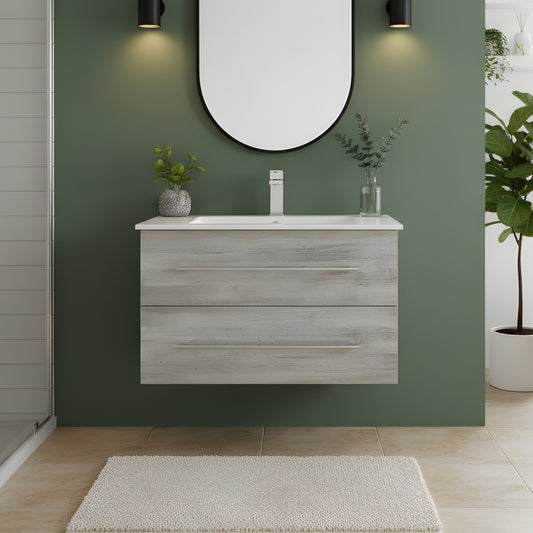 Kato 30" Single Sink Wall Mounted Cultured Marble Top Bathroom Vanity - Soho